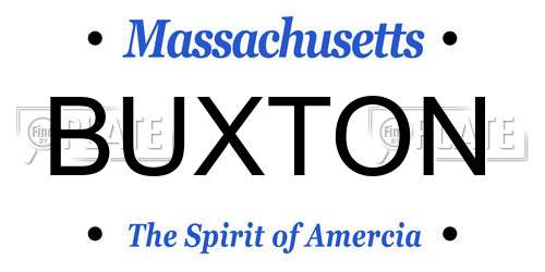 BUXTON Massachusetts License Plate