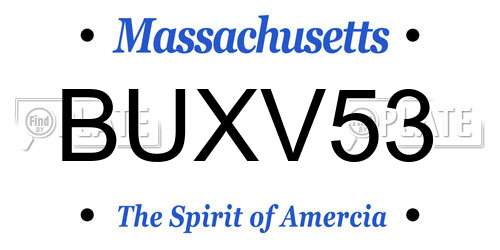 BUXV53 Massachusetts License Plate