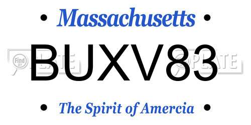 BUXV83 Massachusetts License Plate