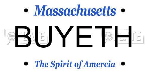 BUYETH Massachusetts License Plate