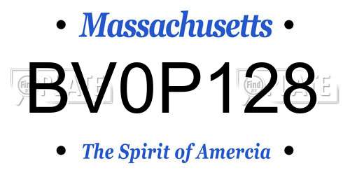 BV0P128 Massachusetts License Plate