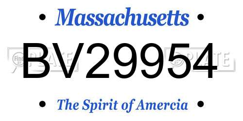 BV29954 Massachusetts License Plate