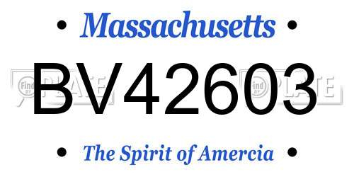 BV42603 Massachusetts License Plate