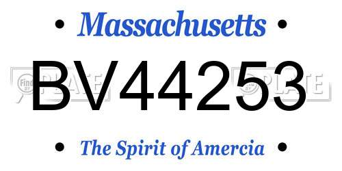 BV44253 Massachusetts License Plate