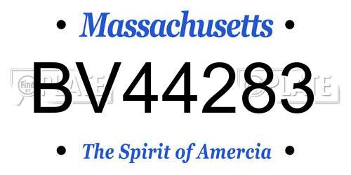 BV44283 Massachusetts License Plate