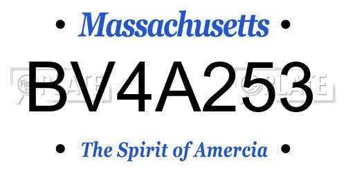 BV4A253 Massachusetts License Plate
