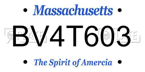 BV4T603 Massachusetts License Plate
