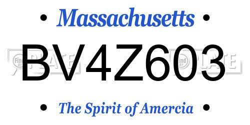 BV4Z603 Massachusetts License Plate