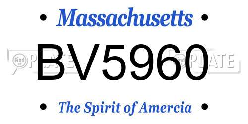 BV5960 Massachusetts License Plate