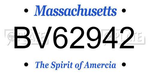 BV62942 Massachusetts License Plate