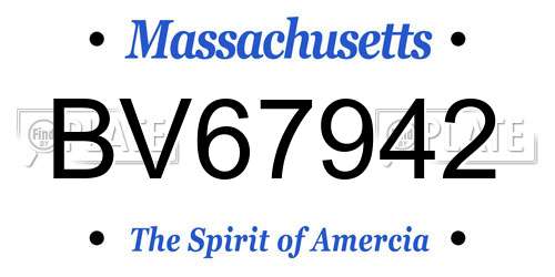 BV67942 Massachusetts License Plate