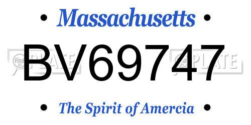 BV69747 Massachusetts License Plate