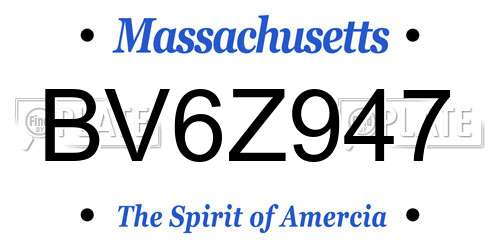 BV6Z947 Massachusetts License Plate