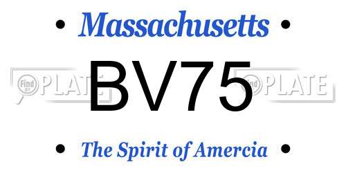 BV75 Massachusetts License Plate