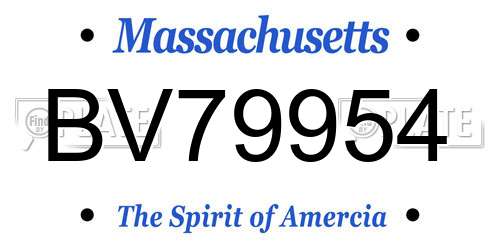 BV79954 Massachusetts License Plate