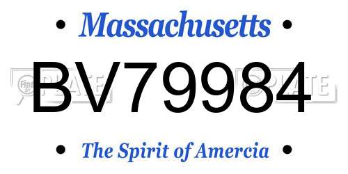 BV79984 Massachusetts License Plate
