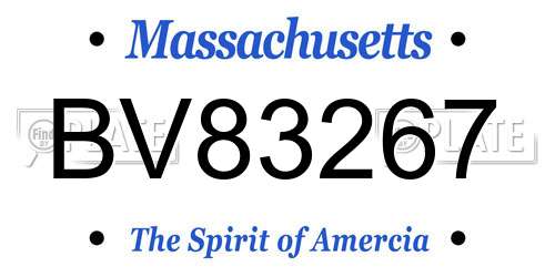 BV83267 Massachusetts License Plate