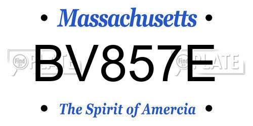 BV857E Massachusetts License Plate