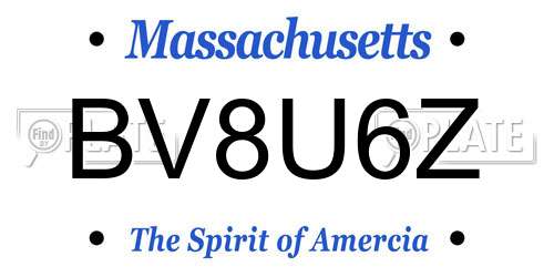 BV8U6Z Massachusetts License Plate