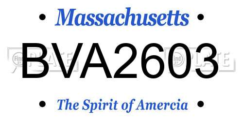 BVA2603 Massachusetts License Plate