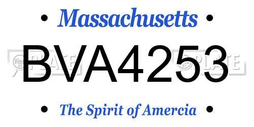BVA4253 Massachusetts License Plate