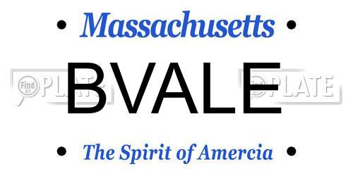 BVALE Massachusetts License Plate