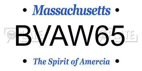 BVAW65 Massachusetts License Plate