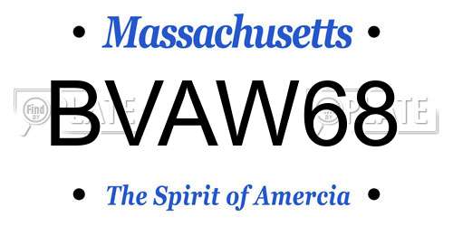 BVAW68 Massachusetts License Plate