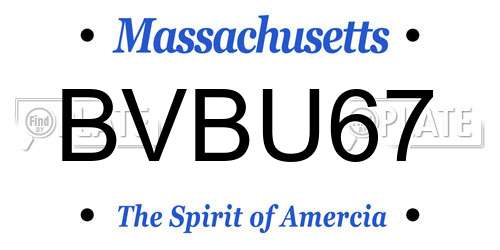BVBU67 Massachusetts License Plate