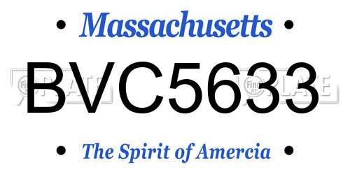 BVC5633 Massachusetts License Plate