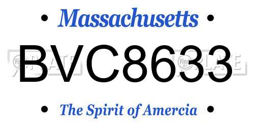 BVC8633 Massachusetts License Plate