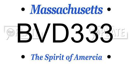 BVD333 Massachusetts License Plate