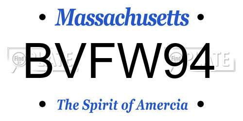 BVFW94 Massachusetts License Plate