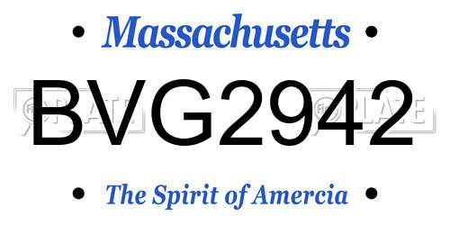 BVG2942 Massachusetts License Plate