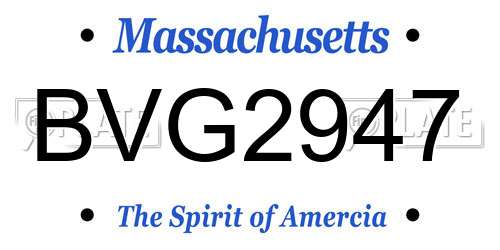 BVG2947 Massachusetts License Plate