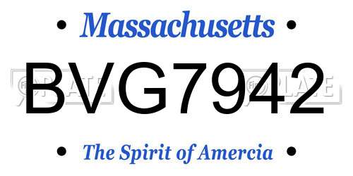 BVG7942 Massachusetts License Plate