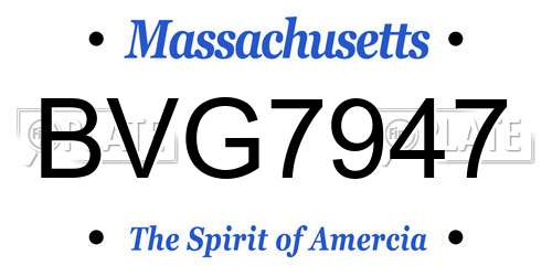 BVG7947 Massachusetts License Plate
