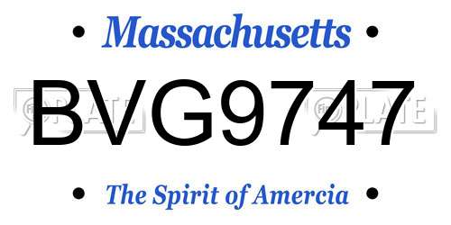 BVG9747 Massachusetts License Plate