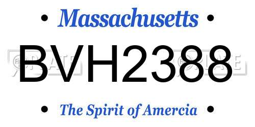 BVH2388 Massachusetts License Plate