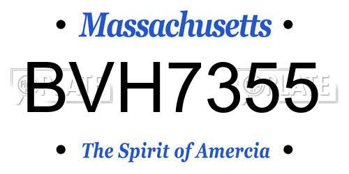BVH7355 Massachusetts License Plate
