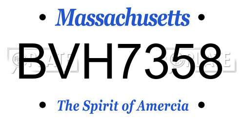 BVH7358 Massachusetts License Plate