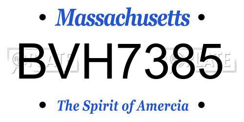 BVH7385 Massachusetts License Plate