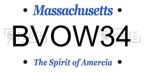 BVOW34 Massachusetts License Plate