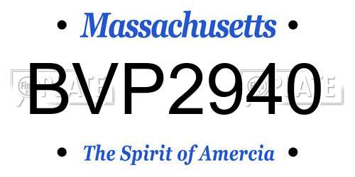 BVP2940 Massachusetts License Plate