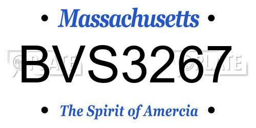 BVS3267 Massachusetts License Plate