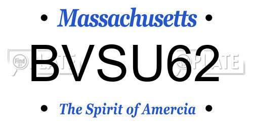 BVSU62 Massachusetts License Plate