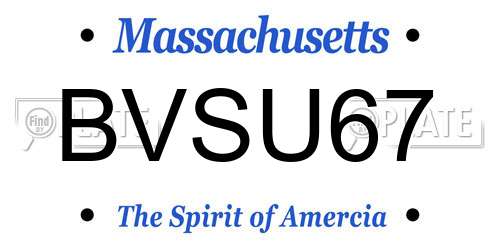 BVSU67 Massachusetts License Plate