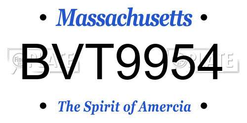 BVT9954 Massachusetts License Plate