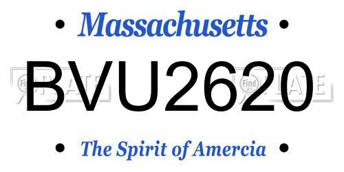 BVU2620 Massachusetts License Plate