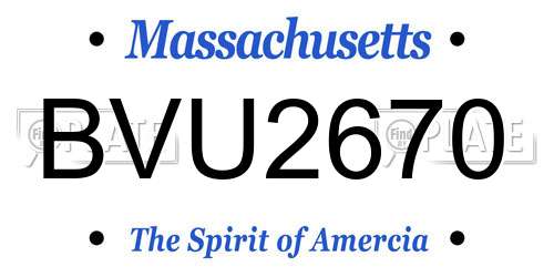 BVU2670 Massachusetts License Plate